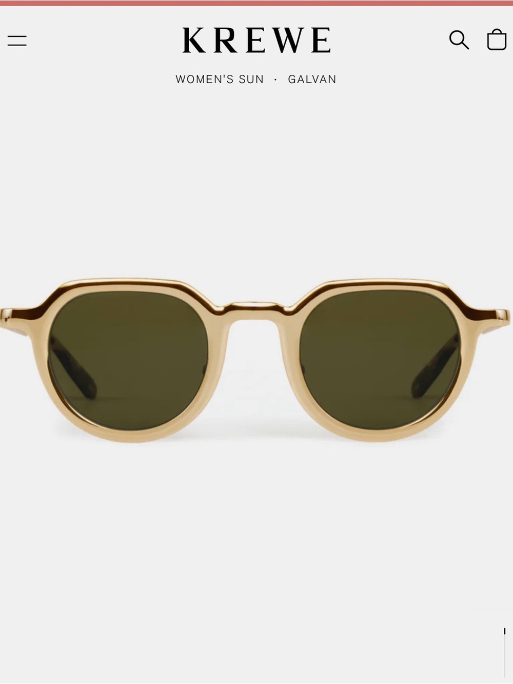 KREWE Galvan Gold Frame with Olive Green Lenses Sunglasses